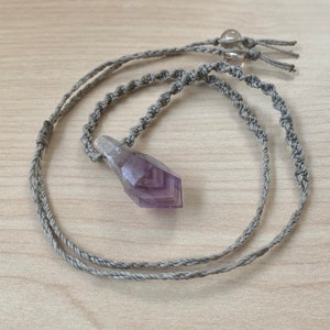 Semi polished Amethyst root with phantoms necklace