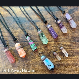 Mini double terminated DT crystal point necklace with adjustable necklace