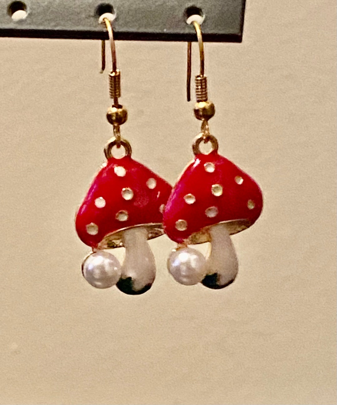 Red and White Mushroom Earrings