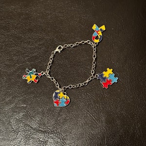 Autism Puzzle Piece Charm Bracelet, Autism Bracelet