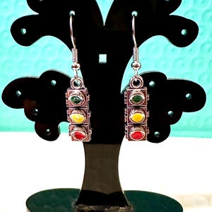 Small Traffic Light Earrings, Silver Traffic Light Earrings, Quirky Earrings, Just For Fun Earrings, Silly Earrings, Unique Earrings