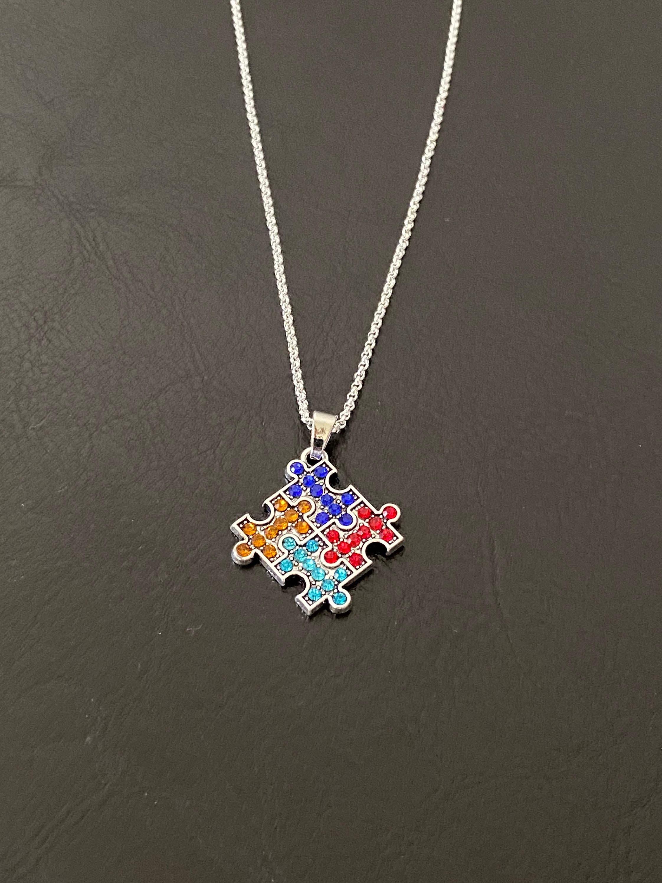 Autism Awareness Swarovski Crystals Puzzle Piece Pendant Necklace - Etsy