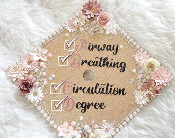 Graduation Cap Toppers/ Flower graduation cap/ Glitter Graduation Cap/ rose gold