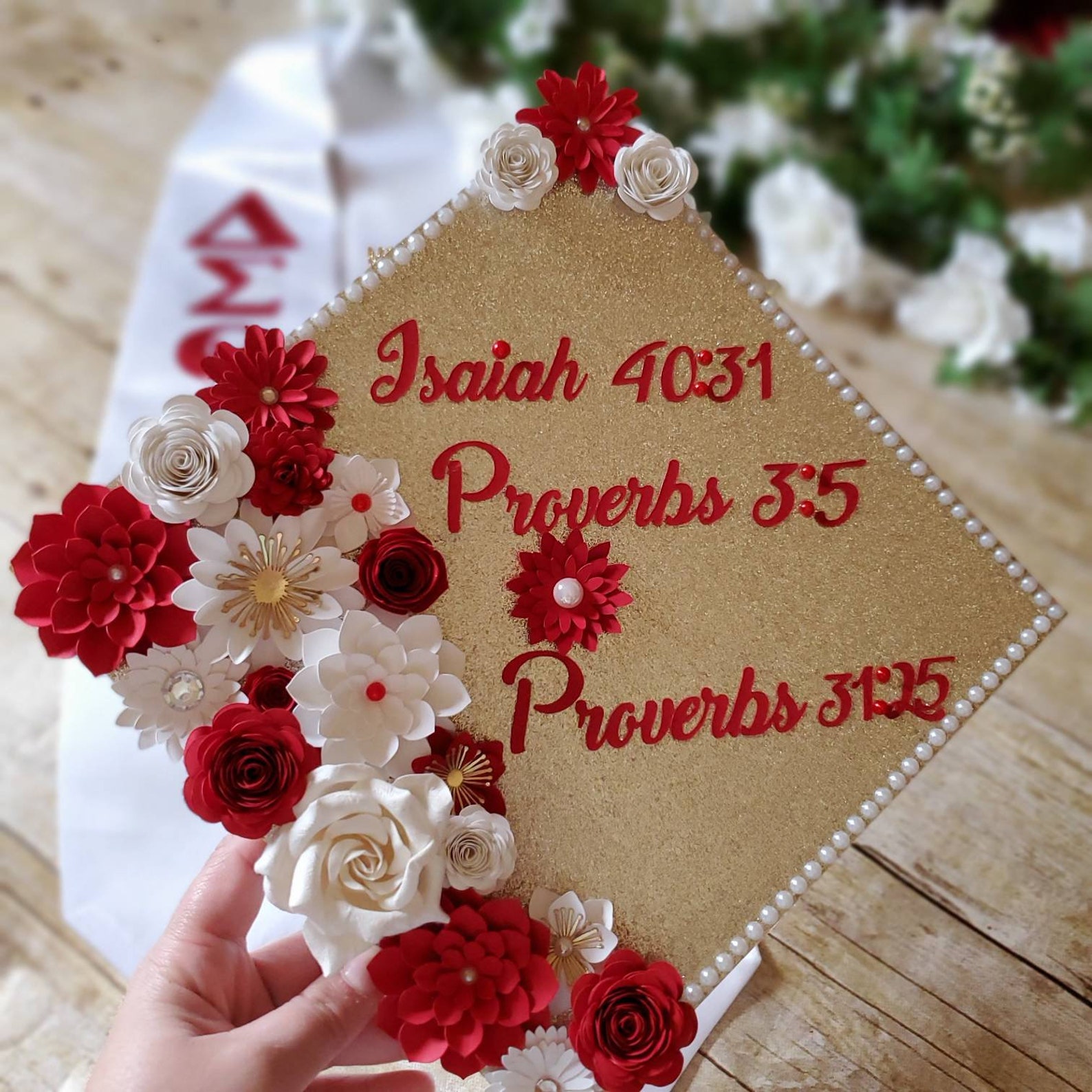 Graduation Cap Toppers/ Flower Graduation Cap/ Glitter Etsy
