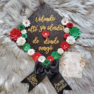 Toppers per cappelli di laurea/ Cappellino per laurea a fiori/ Cappellino per laurea glitterato/ Personalizzabile/ Cappellino di ispirazione messicana/ Cappellino del Messico