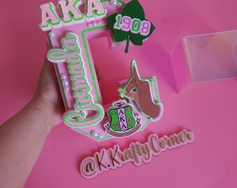 AKA inspired 3d letter/ graduation pink present/ 3d letter/ graduation present /graduation cap