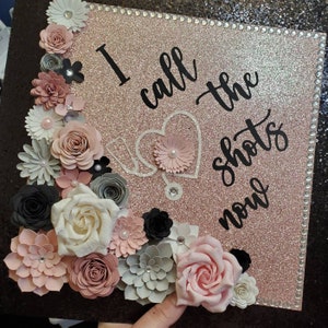 Graduation Cap Toppers/ Flower graduation cap/ Glitter Graduation Cap/ Customizable image 2