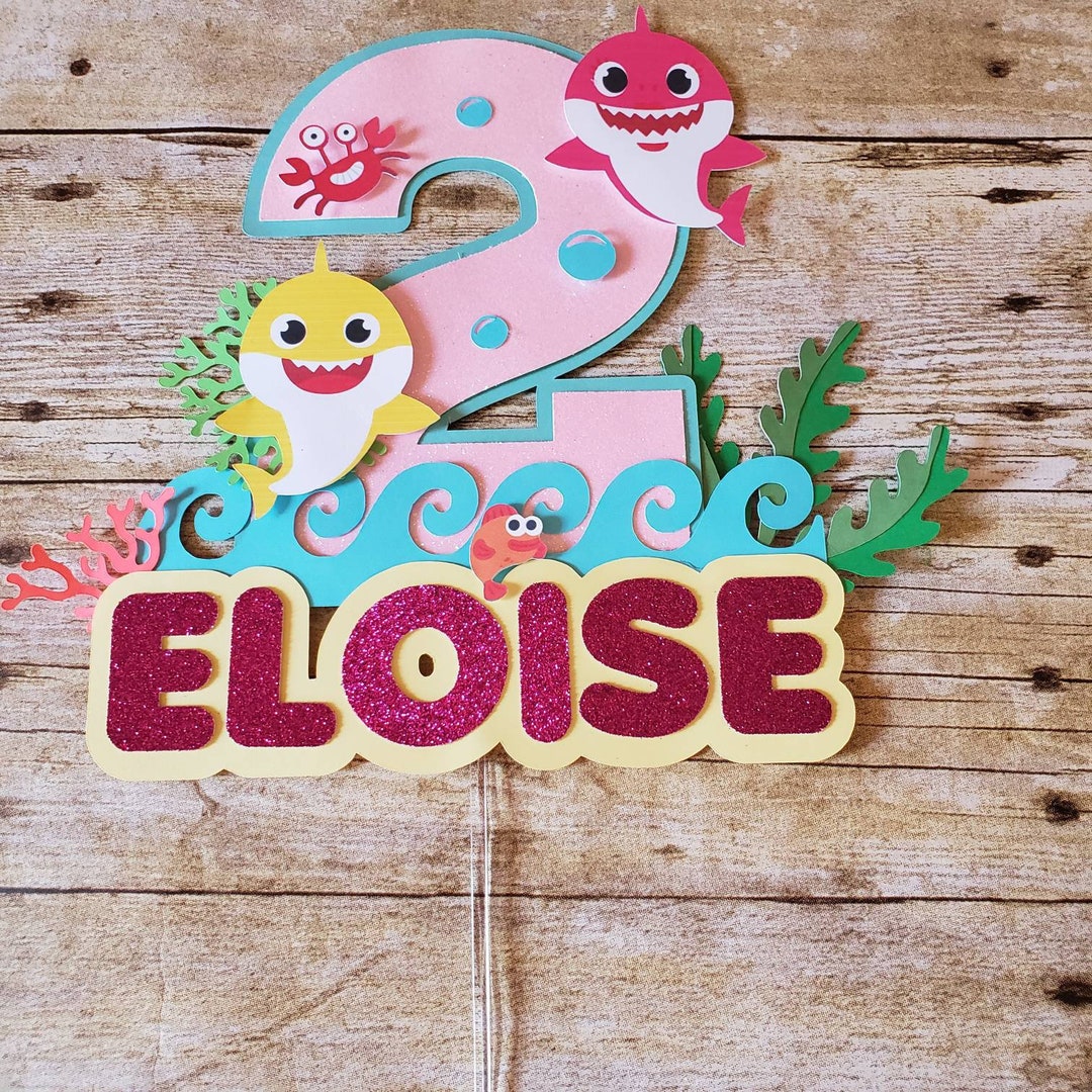 Baby Shark Cake Topper/ Baby Shark Party Decor/ Baby Shark Theme/ Girl Baby Shark Etsy