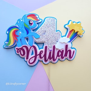 My Little Pony Rainbow Dash Fluttershy Pinkie Pie and Flowers Edible C – A  Birthday Place