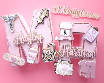 Medical Assistant 3d letter/ nurse present/ 3d letter/ graduation present /graduation cap/ pink nurse gift/ MA present