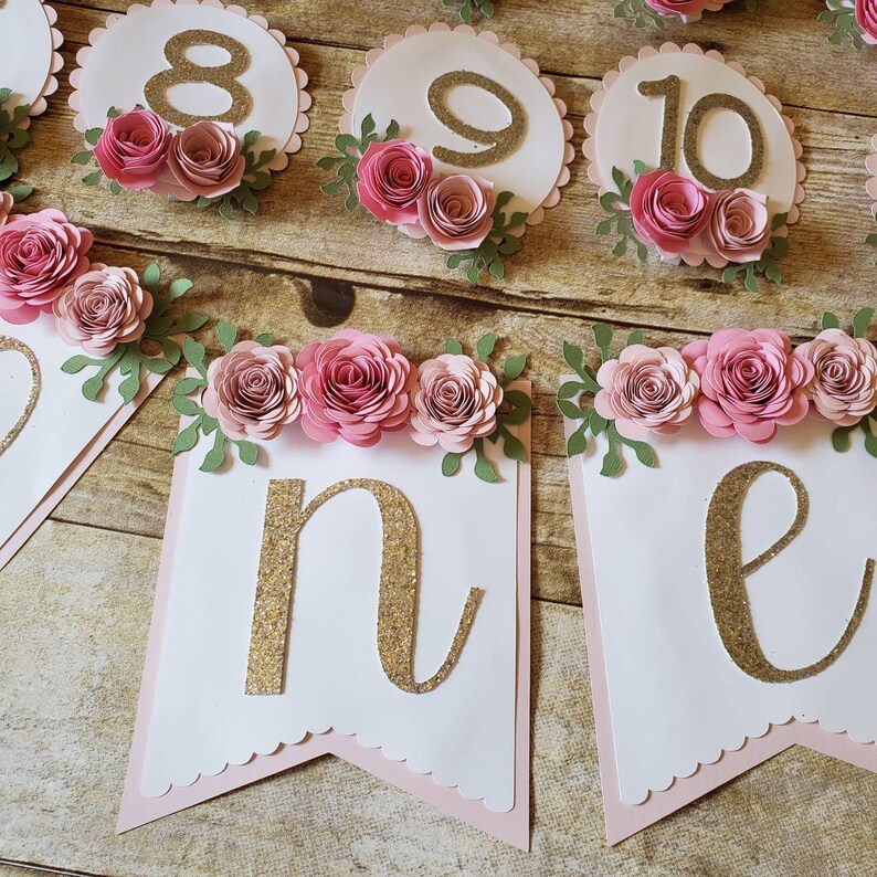 High Chair One Banner/ First Birthday Banner/ Floral One Etsy