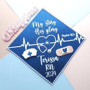 Graduation Cap Toppers / Blumen Abschlusskappe / Glitter Abschlusskappe / anpassbar / Krankenschwester Kappe Topper