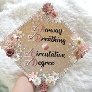 Graduation Cap Toppers/ Flower graduation cap/ Glitter Graduation Cap/ rose gold image 2