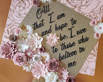 Graduation Cap Toppers/ Flower graduation cap/ Glitter Graduation Cap/ Customizable