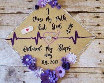 Graduation Cap Toppers/ Flower graduation cap/ Glitter Graduation Cap/ Customizable