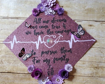 Graduation Cap Toppers/ Flower graduation cap/ Glitter Graduation Cap/ Customizable