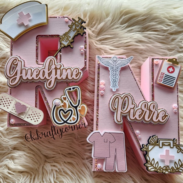 Pink RN Nurse 3d letter/ nurse present/ 3d letter/ graduation present /graduation cap/ pink nurse gift