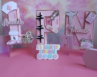 LPN Nurse 3d letter/ nurse present/ 3d letter/ graduation present /graduation cap/ pink nurse gift