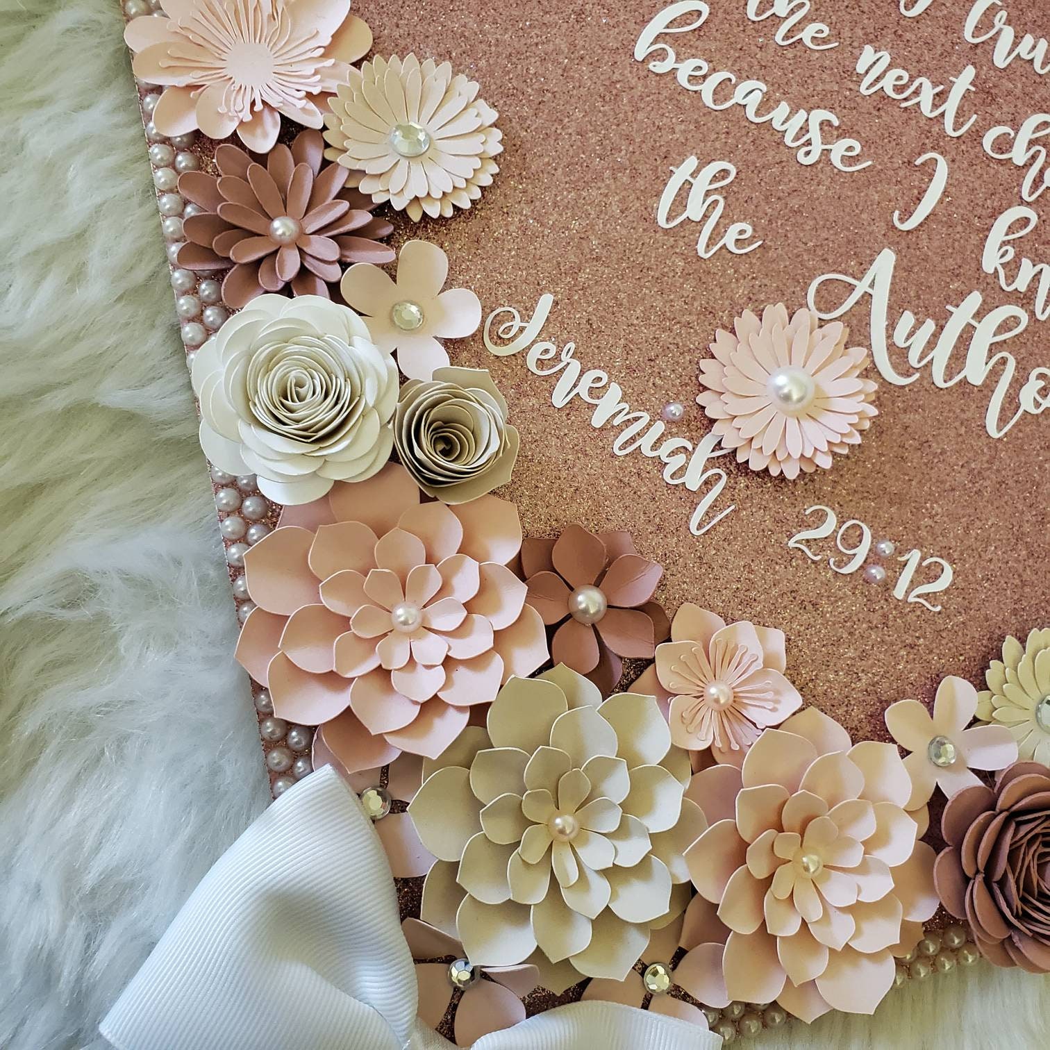 Graduation Cap Toppers/ Flower graduation cap/ Glitter | Etsy