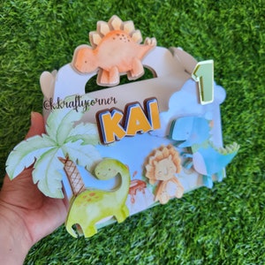 Dinosaur favor box/ treats box/ personalized favors/ t-rex party decor