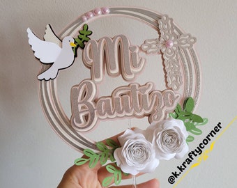 Baptism Cake topper/ Christening Cake topper/ God Bless cake topper/ Boy Baptism/ Girl Baptism/ mi bautizo