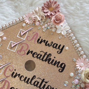 Graduation Cap Toppers/ Flower graduation cap/ Glitter Graduation Cap/ rose gold image 3