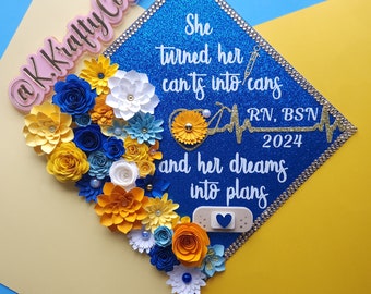 Graduation Cap Toppers/ Flower graduation cap/ Glitter Graduation Cap/ Customizable