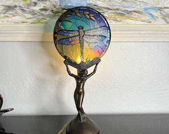 Pantalla de lámpara de vidrio pintada a mano de repuesto - 7,75" de diámetro