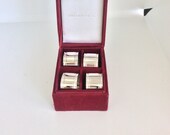 Set Of 4 Godinger Made For Saks 5th Ave Silver Plate Napkin Rings In Red Velvet Box