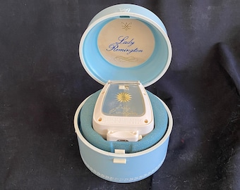 Vintage Lady Remington Electric Shaver (Working) Made In USA In Blue Case With Cord And Cleaning Brush Arms And Legs Switch