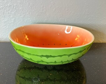 Vintage Japan 12" Long Ceramic Bowl Hand Painted Watermelon Decoration