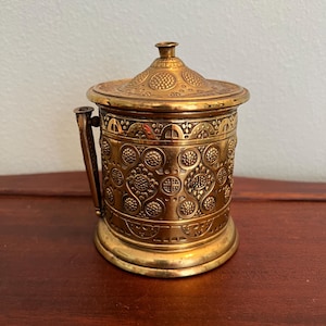 Vintage Ornate Brass String / Dispenser Box With Scissor Sheath