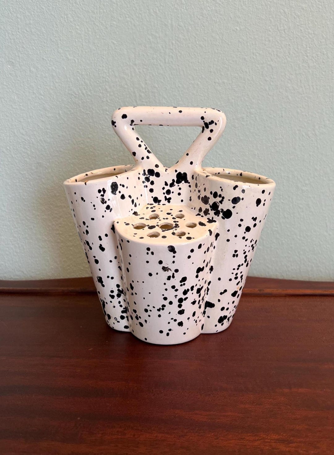 Vintage Ceramic Vase / Brush Holder / Desk Organizer / Handle / Byron ...
