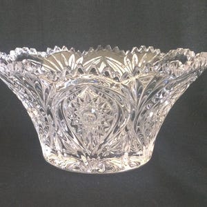 Antique ABP Brilliant Cut 7 Inch Mouth Diameter 3.75 Tall Bowl Saw Tooth Edge