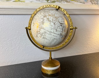 Elegant Globe With Brass Holder 14" Tall 12 Wide