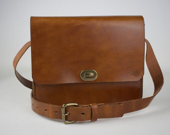 H+B WILSON CROSSBODY PURSE - Buck brown leather