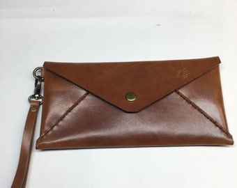 H+B CLUTCH | Espresso Brown Leather