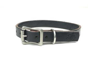 H+B DOG COLLAR | 9/10 oz full grain leather | Black