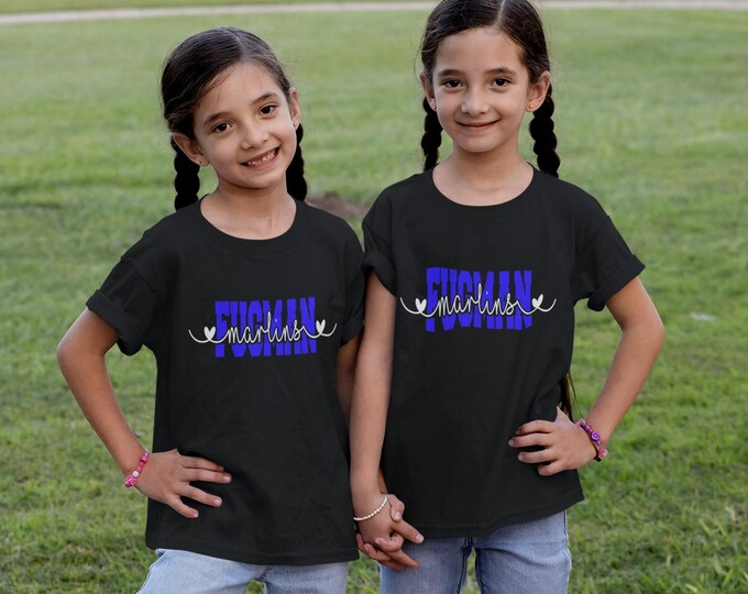 CUSTOM School Spirit Wear tee, Block letters with script wording