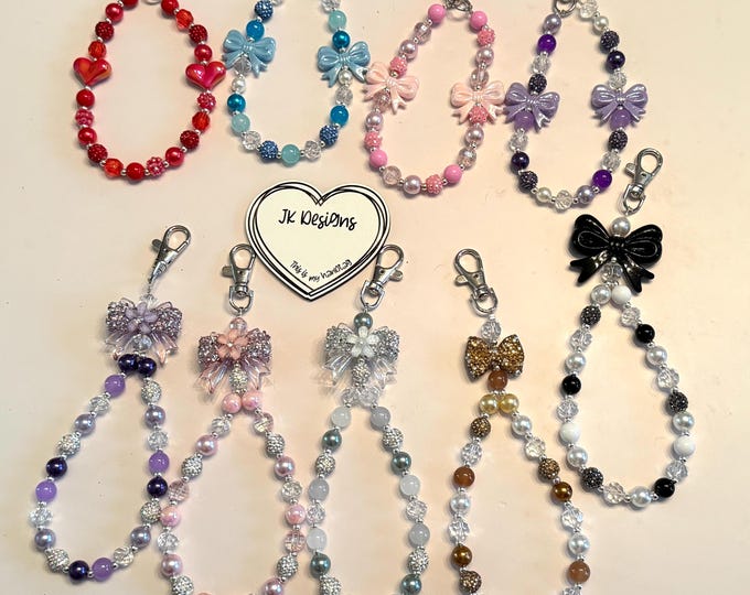 Beaded Wristlet Lanyard, beaded keychain