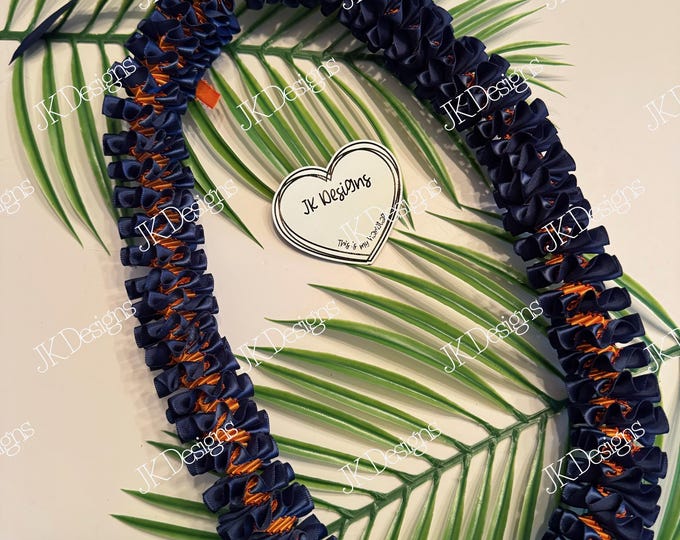 Navy and Orange Ribbon Lei