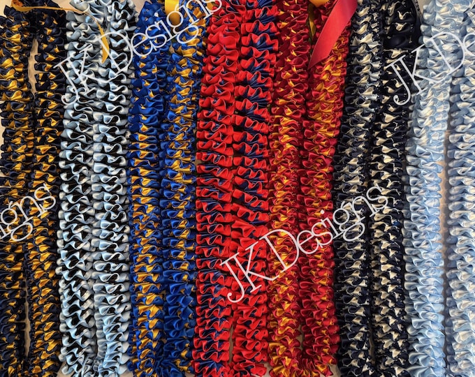 CUSTOM plumeria LEI, Graduation lei, ribbon lei made to order