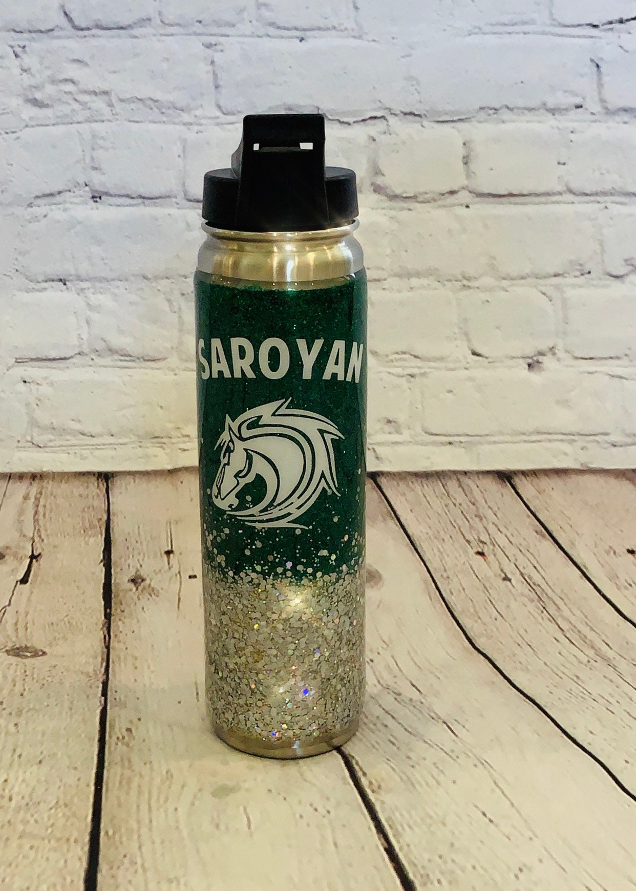 glitter water bottle with straw