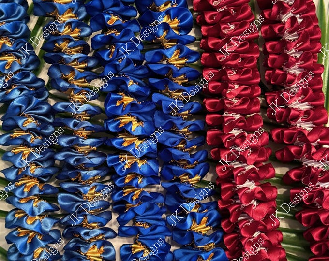 CUSTOM plumeria LEI, Graduation lei, ribbon lei made to order