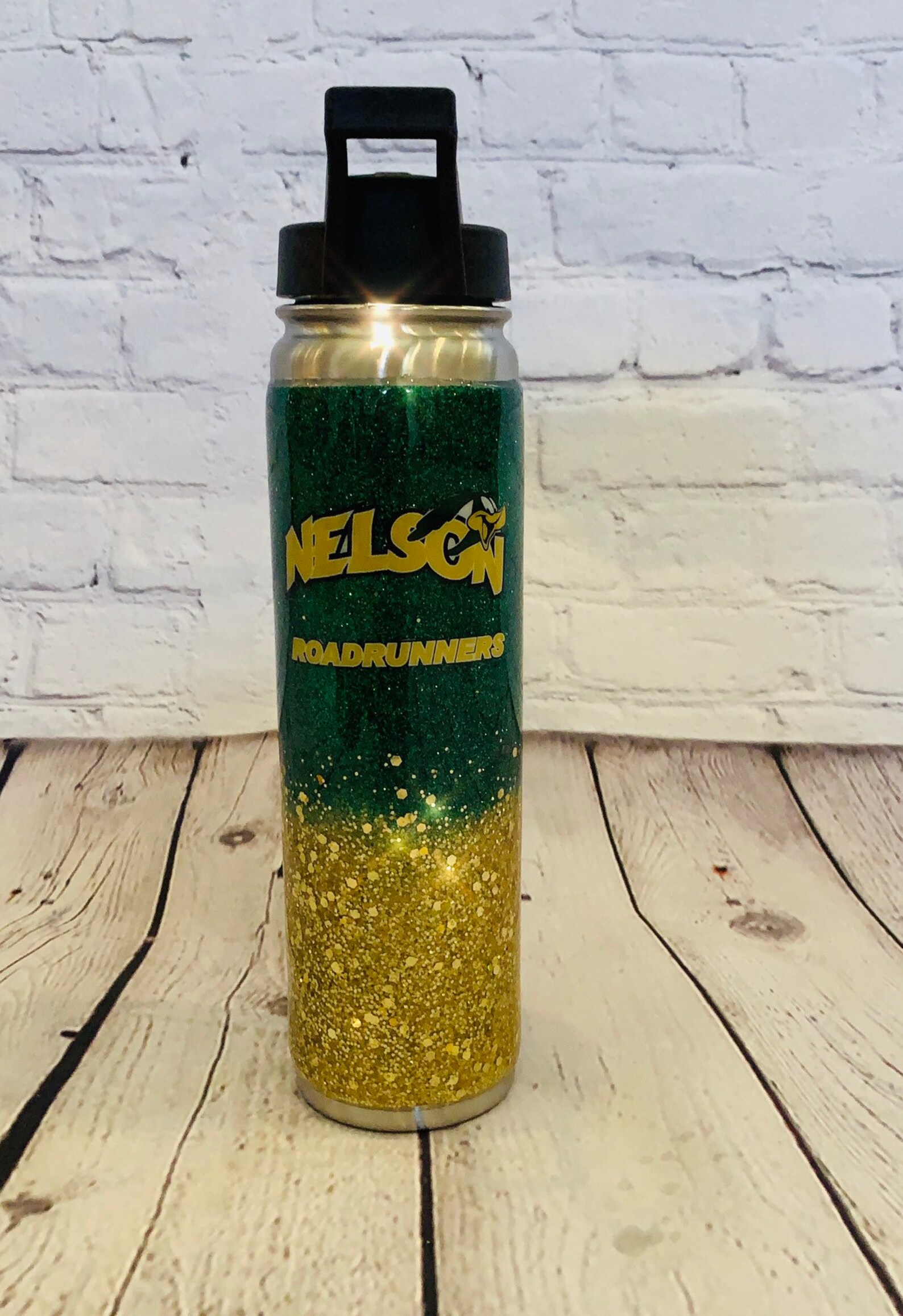glitter water bottle with straw