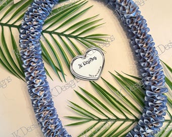 Smoky Blue and Silver/Gray Ribbon Lei