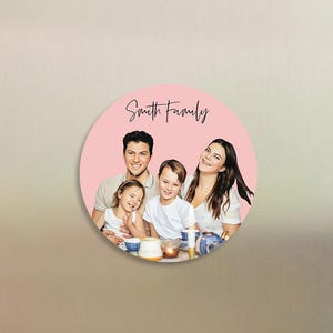 Custom Family Portrait Fridge Magnet | Personalised Refrigerator Magnet | Kitchen Art | Personalized Gift | Square & Circle