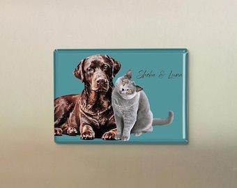 Custom Pet Glass Fridge Magnet -  Personalised Gift for Dog/Cat Lovers