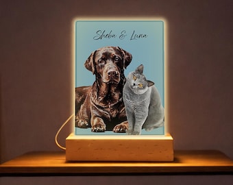 Personalised LED Acrylic Plaque Pet Photo Frame | Custom Dog & Cat Portrait