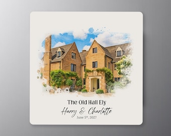 Personalized Fridge Magnet - Wedding Venue Illustration - Gift for Bride & Groom